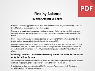 Article: Finding Balance