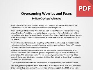Article: Overcoming Worries and Fears
