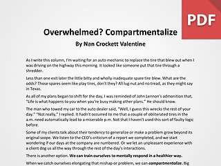 Article: Overwhelmed? Compartmentalize!