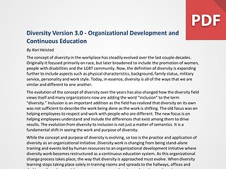 Diversity Version 3.0 - Organizational Development and Continuous Education