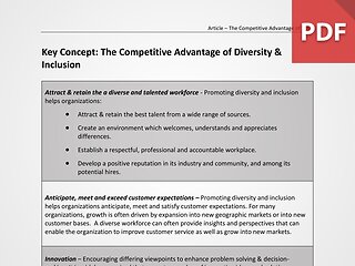 Key Concept: The Competitive Advantage of Diversity & Inclusion