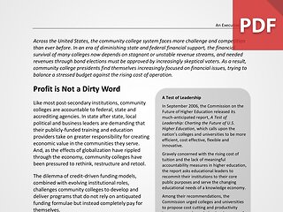Profit is Not a Dirty Word: What Community Colleges Must Do for a Sustainable Future