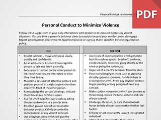 Personal Conduct to Minimize Violence